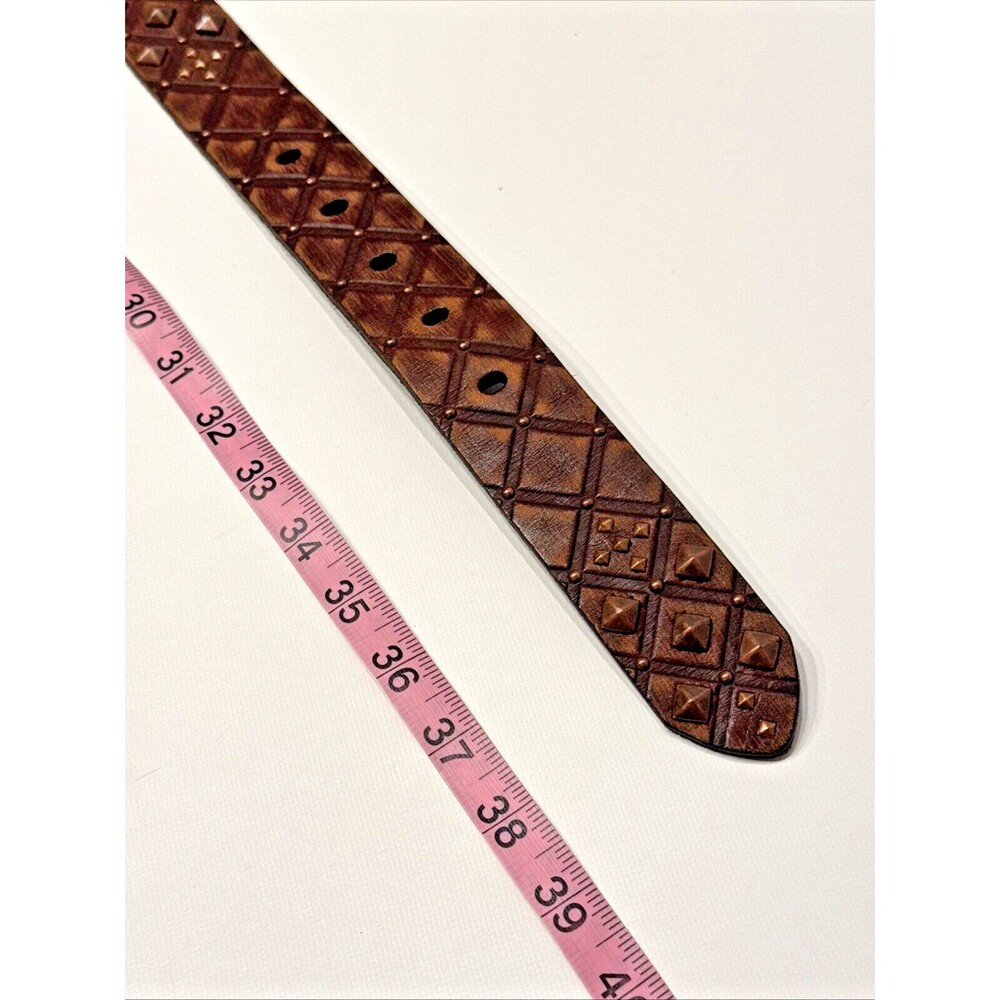 NWT Justin Rough Diamond Studded Western Belt Brown Leather Women Size 30 (B7) - Picture 8 of 8